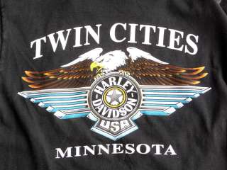   Black T Shirt Harley Davidson Twin Cities Minnesota Medium M  