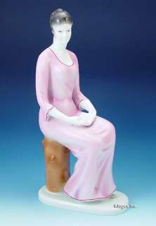 Large Hollohaza Art Deco Sitting Woman Figurine  