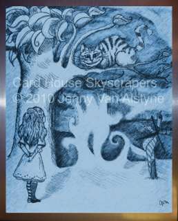   in Wonderland art Alice Cheshire Cat TIM BURTON Inspired Art  