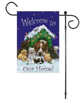 Welcome to Our Home Dog House Christmas Sm Art Flag  