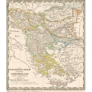  Stieler 1853 Antique Map of Greece, Albania, Bulgaria, and 