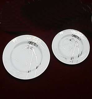   kutani salad plates and bread roll plates hand painted platinum bamboo