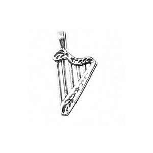    Sterling Silver Charm Pendant Harp Celtic Music Lyre small Jewelry