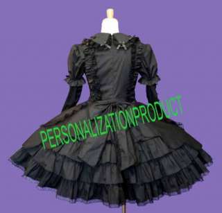 Sweet gothic lolita:stunning black cute bows lace dress  