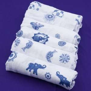  Zen Blue   6 Pack, Organic Muslin Swaddling Blankets: Baby