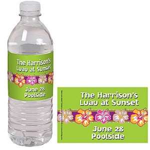 Tropical Flower Personalized 20oz Water Bottle Labels   Qty 12