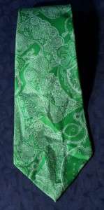 Vintage Green Paisley TURNBULL & ASSER at BONWIT TELLER Silk Tie 56 x 