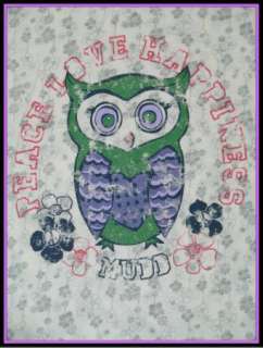 Mudd Shirt Top Owl Flower Floral Purple Green Brown 7 8  