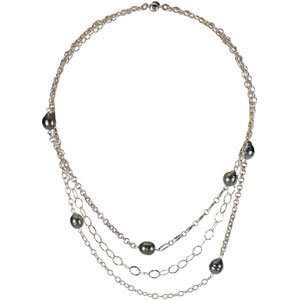   Silver Black Tahitian Cultured Pearl Necklace: Katarina: Jewelry