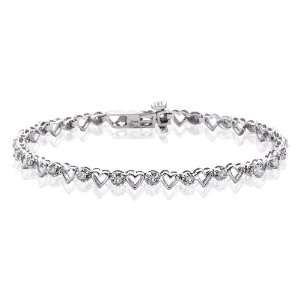    10K White Gold 1/2 ct. Diamond Heart Bracelet: Katarina: Jewelry