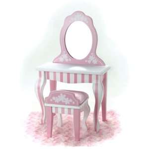  Vanity for American Girl Dolls & More! Pink and White Doll Vanity
