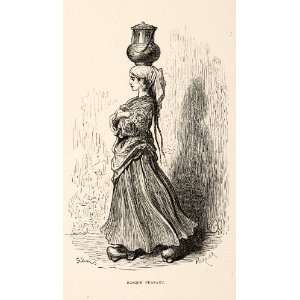  1876 Print Basque Woman Peasant Spain Dore Costume 