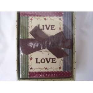 Stationery Note Card Set of 16 Cards & Envelopes ; Live, Laugh, Love 