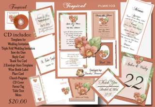 Delux Tropical Themed Wedding Invitation Kit on CD  