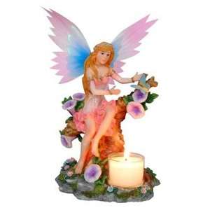  Fairy Sitting on Tree Trunk Candleholder: Home & Kitchen