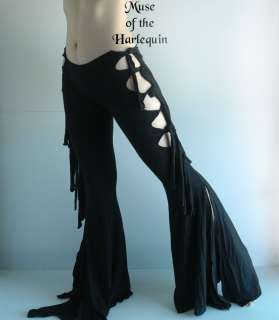 Black Gothic Tribal Fusion Belly Dance Hoop Pants M Exotic Clubbing 