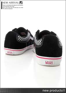 Vans Womens Aubree Slim Check Black/White/Pink Shoes #V208B  