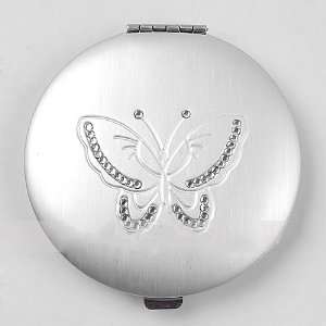  Butterfly Round Dual Makeup Cosmetic Compact Magnifying Travel Mirror