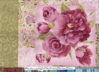 SSI Floral Harmony Fabric ~ 88036 Rose Panel Blocks  