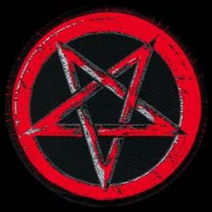  Red Pentagram Woven Patch 3 x 5 Aprox. Arts, Crafts 