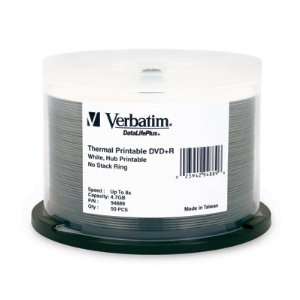  VER94889   DVD+R, 8X Recording Speed, Thermal Printable Surface 