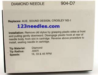 PHONOGRAPH NEEDLE  904 D7 FOR AUE, GPX, SOUNDESIGN  