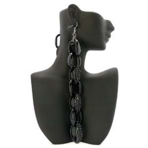 Basketball Wives POParazzi Inspired Acrylic Chain Drape Earrings Black 