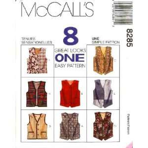  McCalls Sewing Pattern 8285 Misses and Mens Lined Vests 