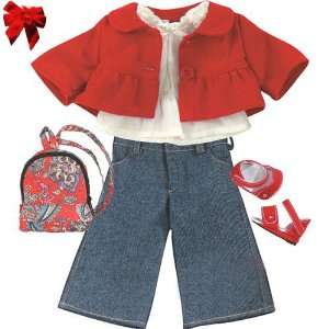  2 Item Bundle: Sophias Doll Clothes Set: Red Coat, White 