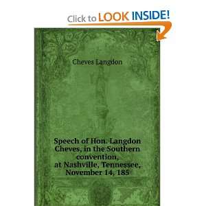   , at Nashville, Tennessee, November 14, 185: Cheves Langdon: Books