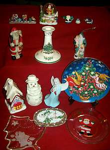 lot of vtg christmas collectible figurines AVON plates SPODE candle 