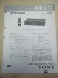 Sony Service Manual~AVU 270 Audio/Video Control Center~Original~Repair 