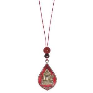  Buddhist Medallion & Carnelian Mala Bead Amulet 