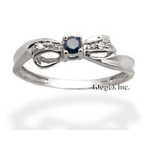 10K Gold Ring With Blue & White Diamond Size 8  
