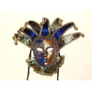  Blue and Gold Jolly Lillo Venetian Mask X4: Home & Kitchen