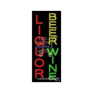 Liquor Beer Wine LED Sign 11 inch tall x 27 inch wide x 3.5 inch deep 