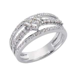  14K White Gold 0.7cttw Round Diamond Fashion Ring: Jewelry