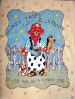 BUCKAROO BABY fabric panel QUILT TOP You can be a Cowboy too Cotton 