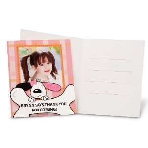 Playful Puppy Pink Personalized Thank You Notes (8)