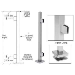 : CRL Brushed Stainless 36 Steel Square Glass Clamp End Square Post 