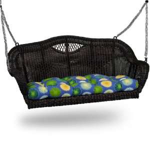   Black Wicker Swing with Berringer Summer Cushion: Patio, Lawn & Garden