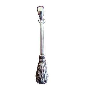  Silver Besom Broom Pendant Wiccan Pagan Cleansing Symbol 
