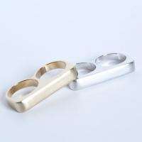 Matte Finish BAR Double Ring Size 6 7 8 Available Two Finger Ring Gold 