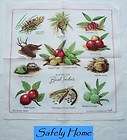 vintage australian bush tucker food apple orange ladies hanky 