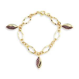    Womens 14k Hollow Gold Cheetah Leopard Charm Bracelet Jewelry