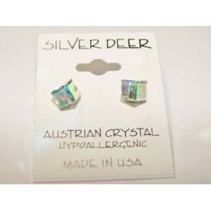  Aurora Borealis Tilted Cube Swarovski Austrian Crystal 6mm 