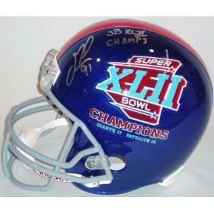  Justin Tuck Signed Helmet   Replica with SB XLII Champs 