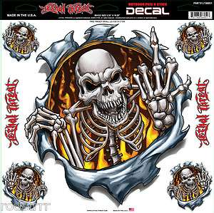 Lethal Threat Fire Finger Skull Decal Sticker for Cars Motorcycles 