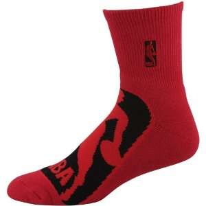  Fore Bare Feet BIG NBA Logo Black/Red Quarter Socks Size Large 