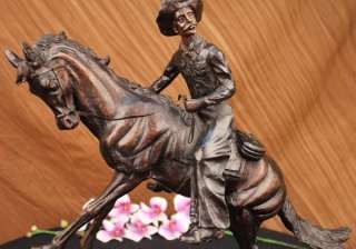 Fredrick Remington, Riding Cowboy, Bronze Sculpture Marble Base 